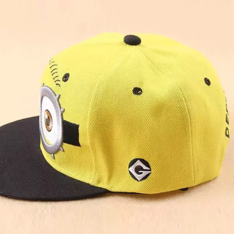 Visor Sun Hat - หมวกเบสบอลลายมินเนียน หมวกกันแดดฮิปฮอปสุดฮา หมวกน่ารักลายการ์ตูนปักลาย ของขวัญสำหรับเด็ก