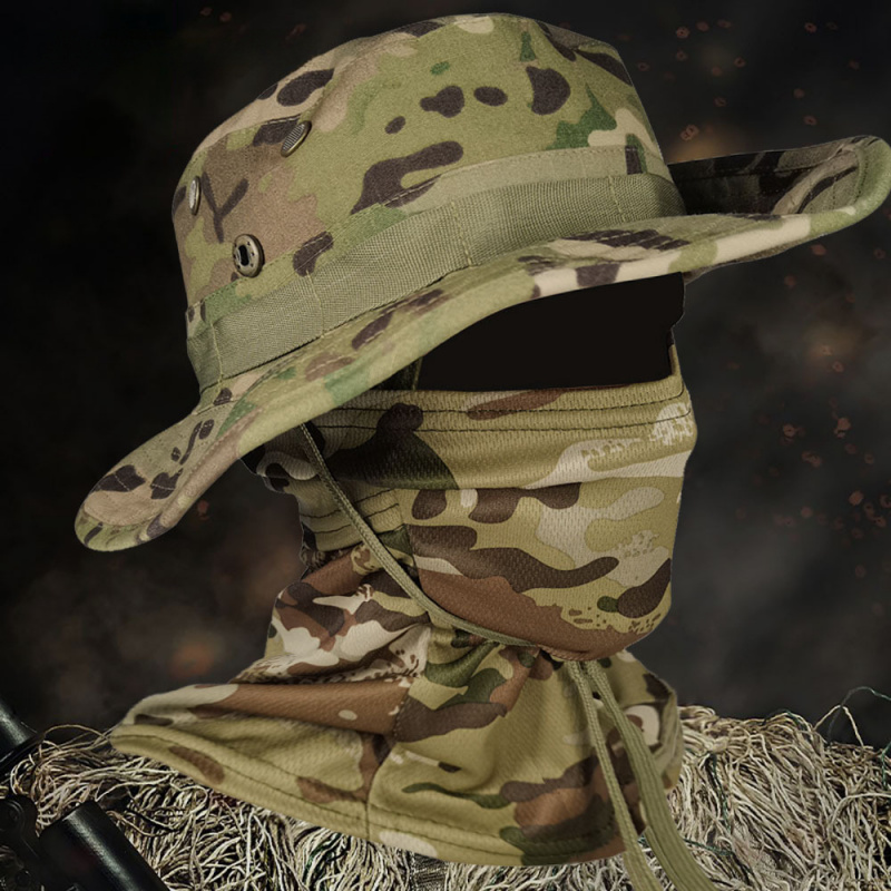 Boonie Hat Tactical - หมวก Boonie ลายพรางยุทธวิธี - หมวกกันแดดทหารพร้อมปีกกว้าง, ตาข่ายระบายอากาศสําหรับตกปลากลางแจ้ง/เดินป่า