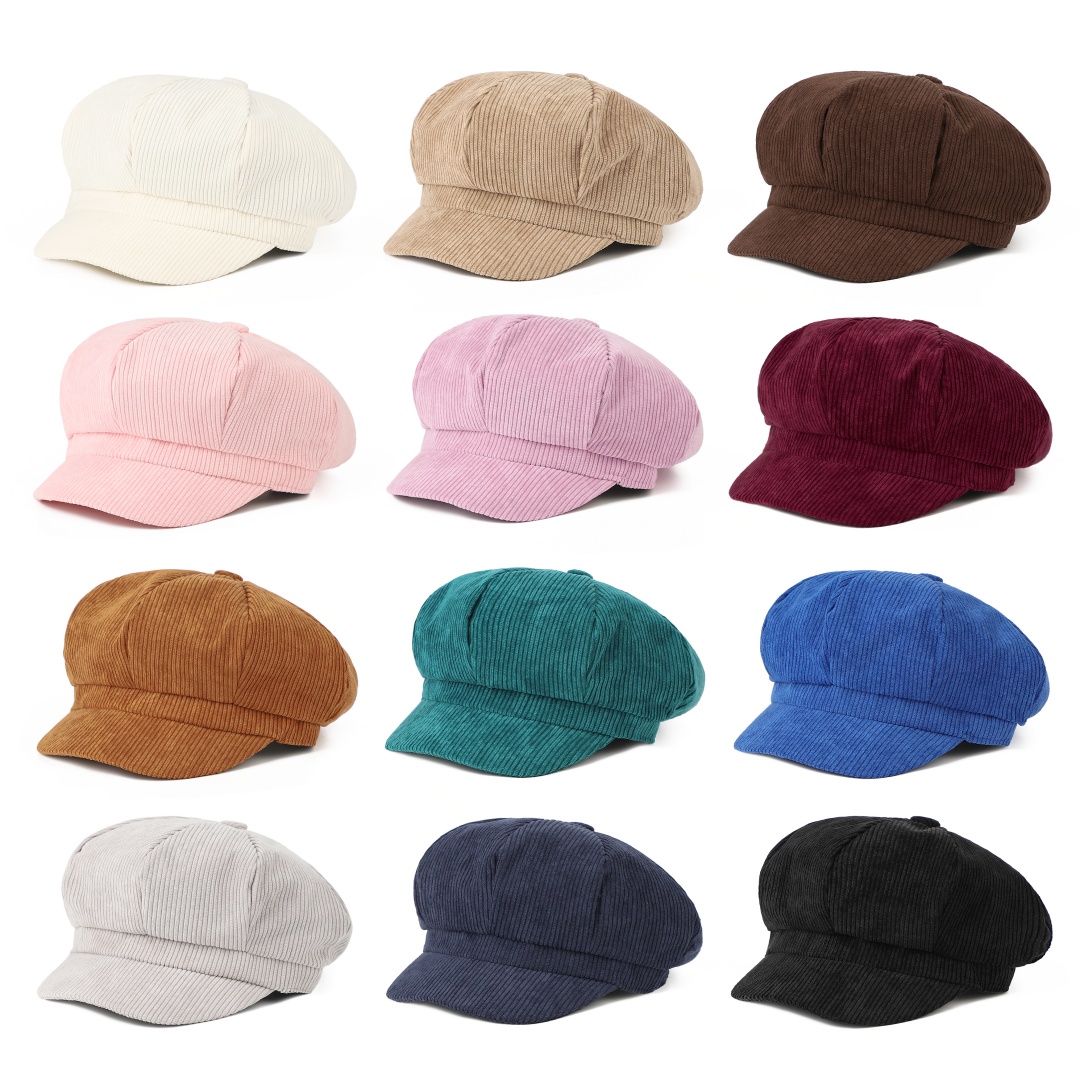 Dad Hat Cotton - หมวกเบเร่ต์ทรงนิวส์บอย หมวกเบเร่ต์วินเทจสำหรับผู้หญิง หมวกจิตรกร หมวกฤดูหนาวสำหรับผู้หญิงและผู้ชาย หมวกทรงแปดเหลี่ยม หมวกสีพื้นเรียบง่ายสำหรับผู้หญิง