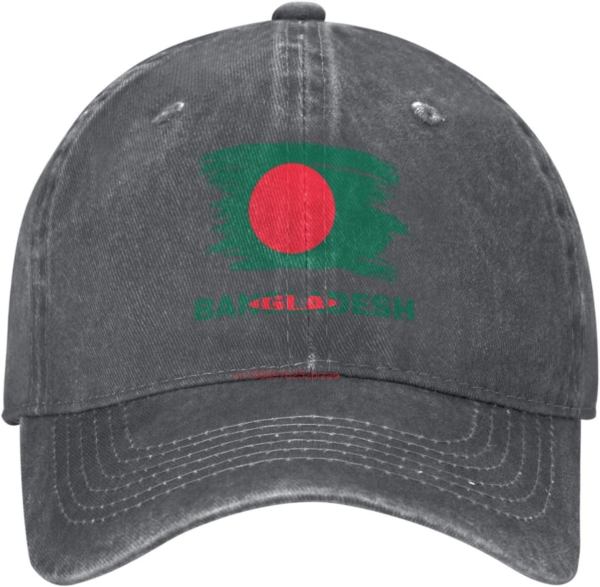 Dad Hat Cotton - หมวกเบสบอลยีนส์สไตล์วินเทจลายธงชาติบังกลาเทศ - หมวกทรงแด๊ดแบบปรับได้สำหรับทุกเพศ สีเฮเธอร์เข้ม