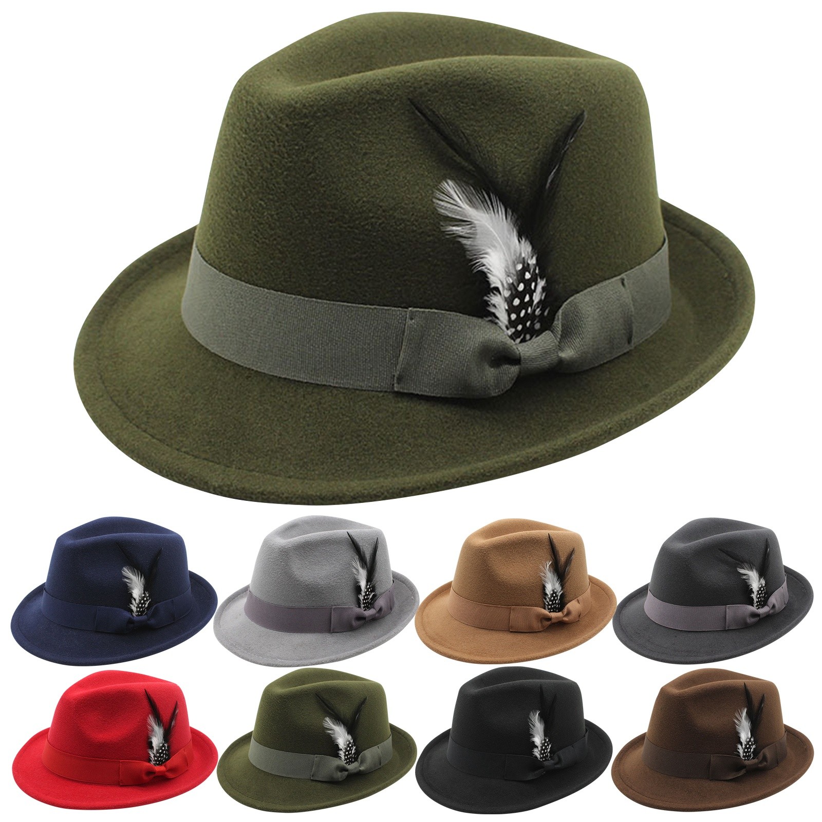 Fedora Hat Wool - Vintage Fedora หมวกผู้หญิงผู้ชายหมวก, Feather Felts หมวก,